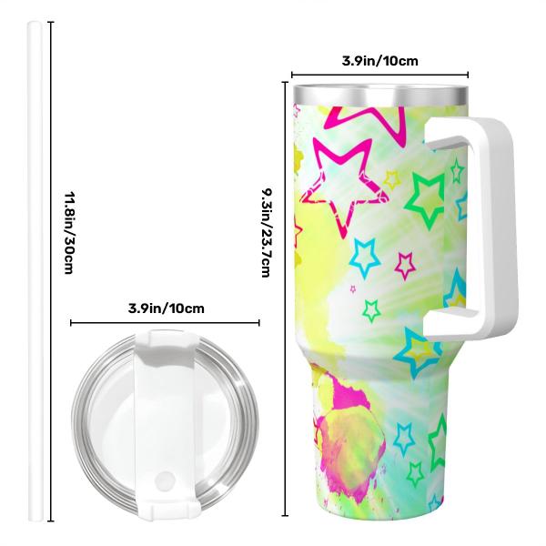 Tumbler mit Hundemotiv Luna - Edelstahl, Becher, 1L, mit Strohhalm, bunt, Motive in Digitaler Popart, Mischling, Mix, Strassenhund